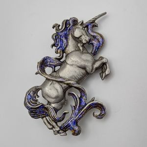 Magical Vintage 80s JJ Unicorn Purple Sparkle Brooch